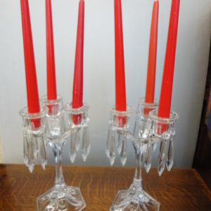 Pair Of Chippendale Style Glass Lustre Candle sticks
