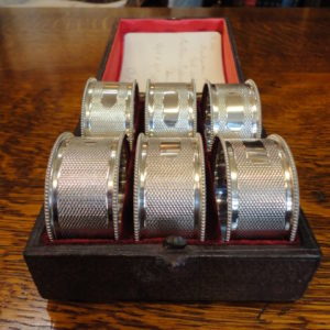 Set Of 6 Silver Plate Serviette Rings In Box