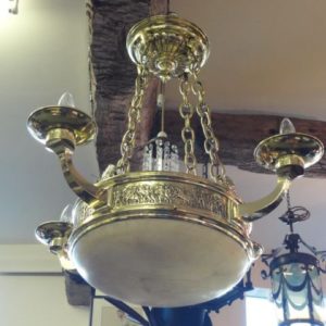 Quality Brass & Alabaster Light Fitting